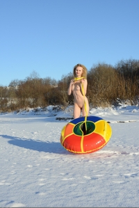 Angelika have some fun in a winter day