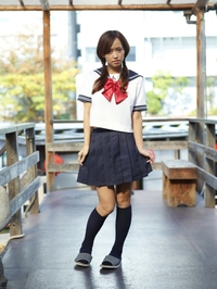 Mayuko in Japanese school uniform