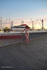 Sabrina nude walking in the harbor