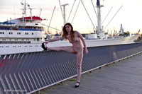 Sabrina nude walking in the harbor