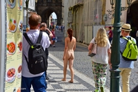 Eiko walking nude on the street