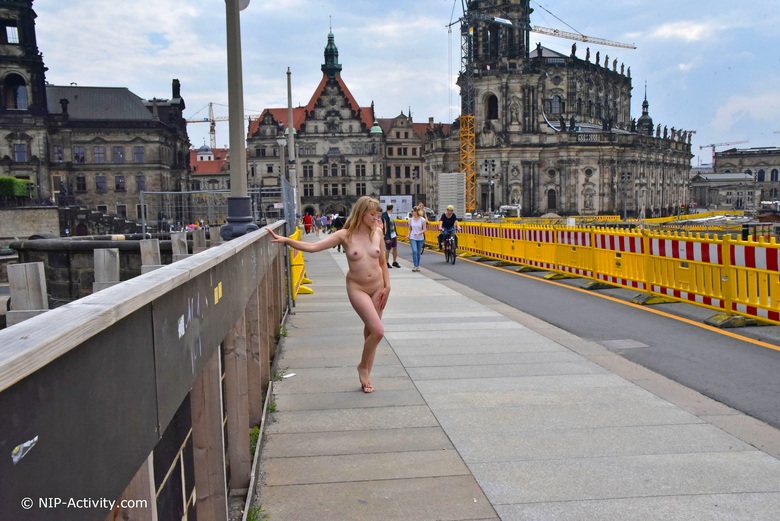Francine walking naked in Dresden
