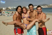 Brenda in blue string bikini