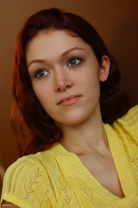 Redhead Vanessa in yellow sweater