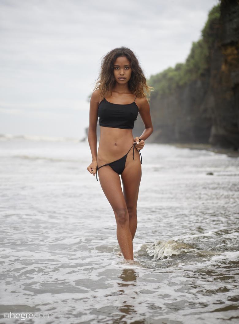 Putri at Black Beach Bali