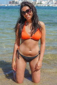 Shannon in orange bikini