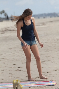 Coco Rose in hand-knit bikini